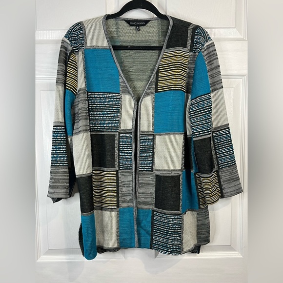 Ming Wang Women’s cardigan - Patchwork knit design - Size XL - Picture 1 of 8